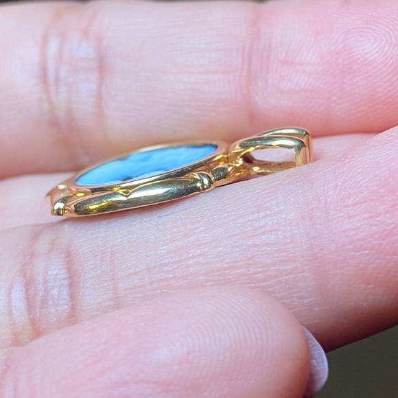 Rare Antique 18K YG Onyx And Carved Agate Cameo Pendant - Picture 8 of 9